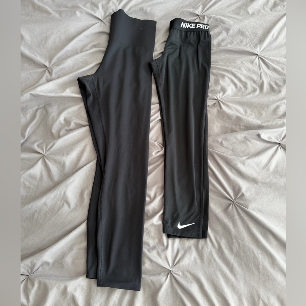 Nike Black Leggings Bundle of 2 Capri and 7/8 length Both Large